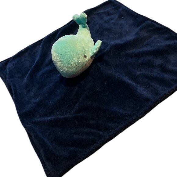 CARTERS Security Fleece Blanket with Plush Whale 13" x 13" Blankie Binky - Picture 1 of 10